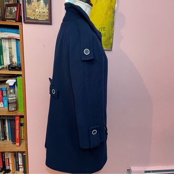 Vintage 1960s Unique Navy Blue and Silver 100% Wool Overcoat - Picture 5 of 16